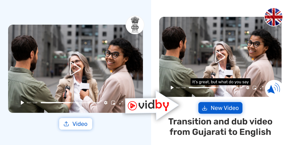 Translation of your video from Gujarati into English in the Vidby service