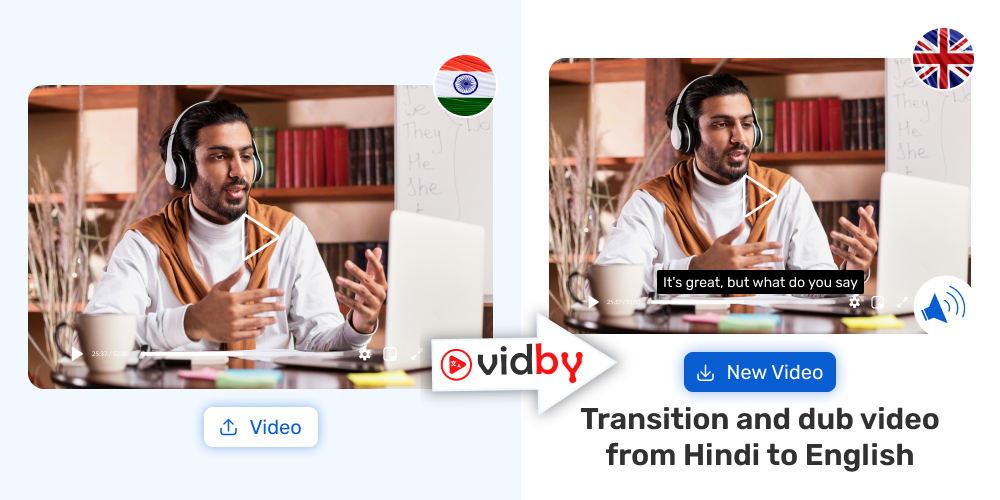 Translation of your video from Hindi into English in the Vidby service